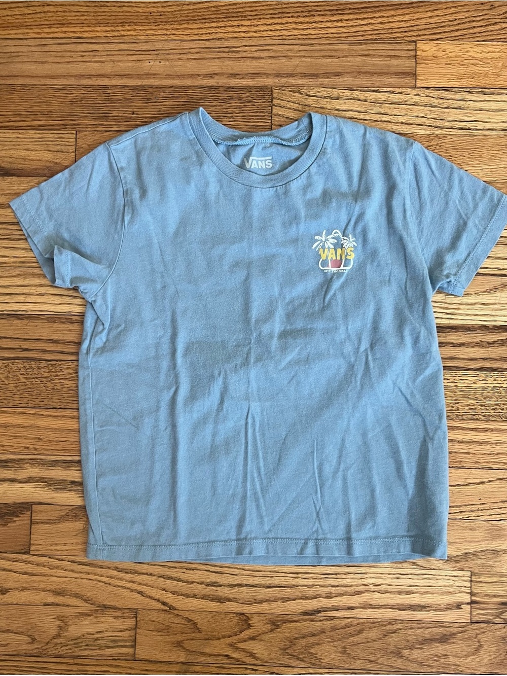 Vans Kids Sky Blue Palm Tree Logo Tee Sz 7/8